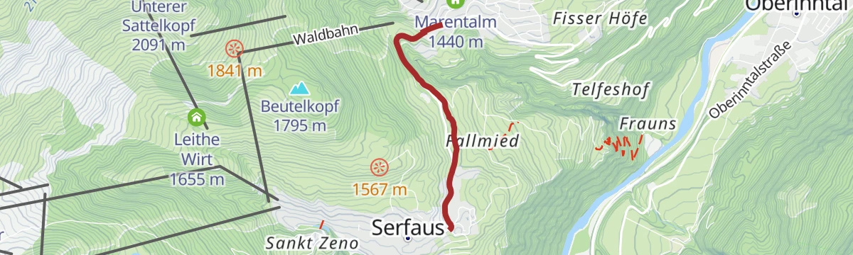 Route map: Finesweg - beleuchteter Radweg